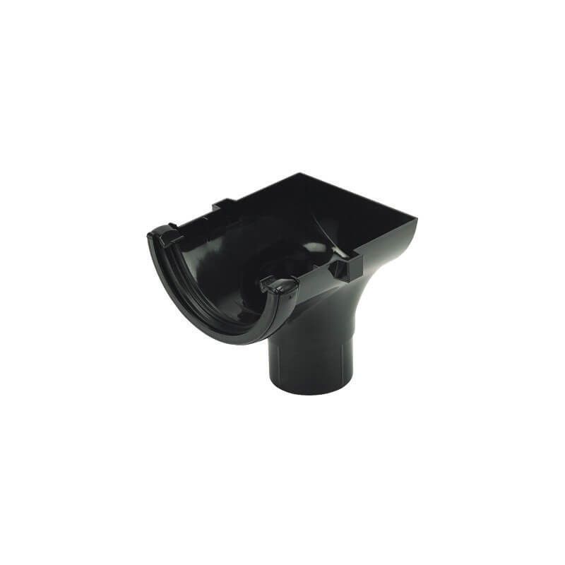 FloPlast Half Round Gutter Stopend Outlet - 112mm Black
