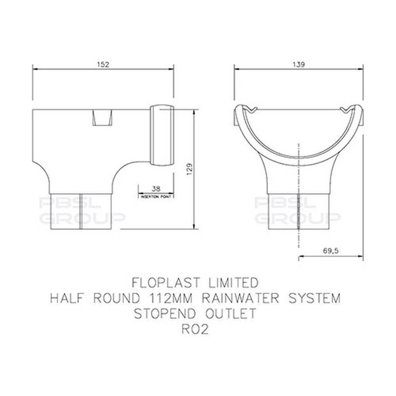 FloPlast Half Round Gutter Stopend Outlet - 112mm White