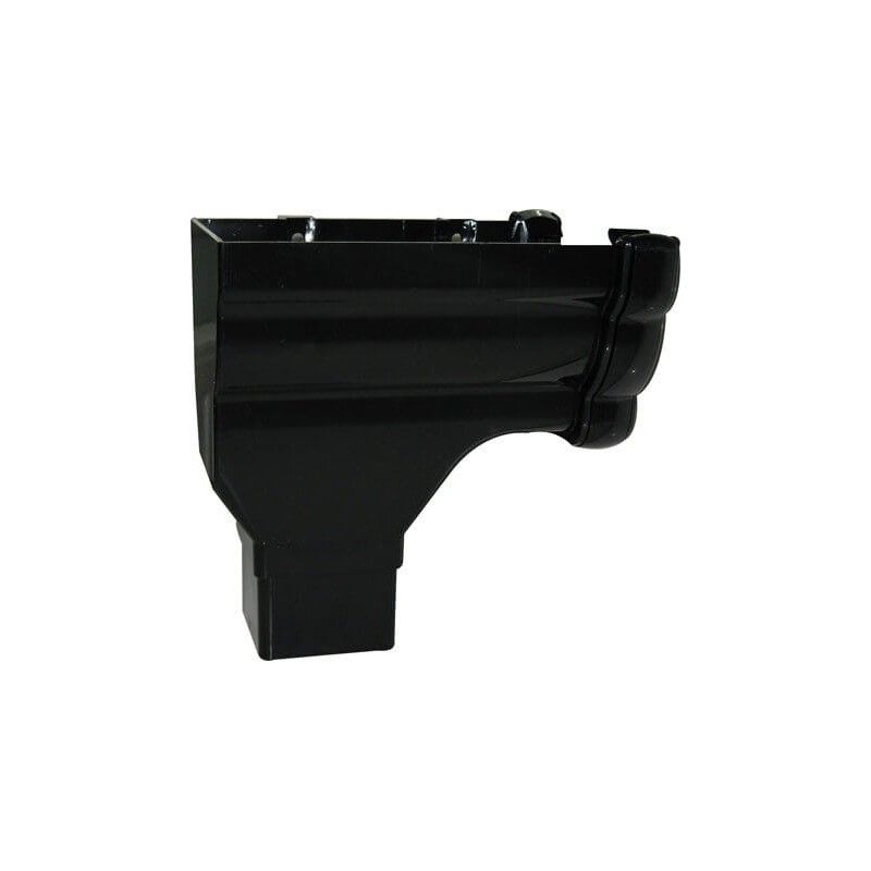 FloPlast Ogee Gutter Stopend Outlet Left Hand - 110mm x 80mm Black