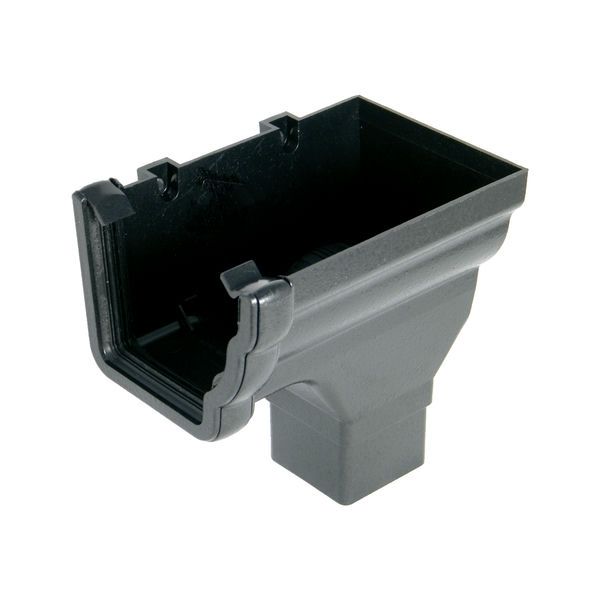 FloPlast Cast Iron Effect Ogee Gutter Stopend Outlet Right Hand - 110mm x 80mm