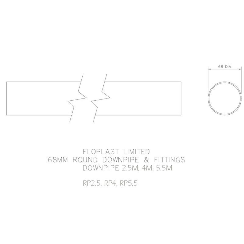 FloPlast Round Downpipe - 68mm x 4mtr Grey