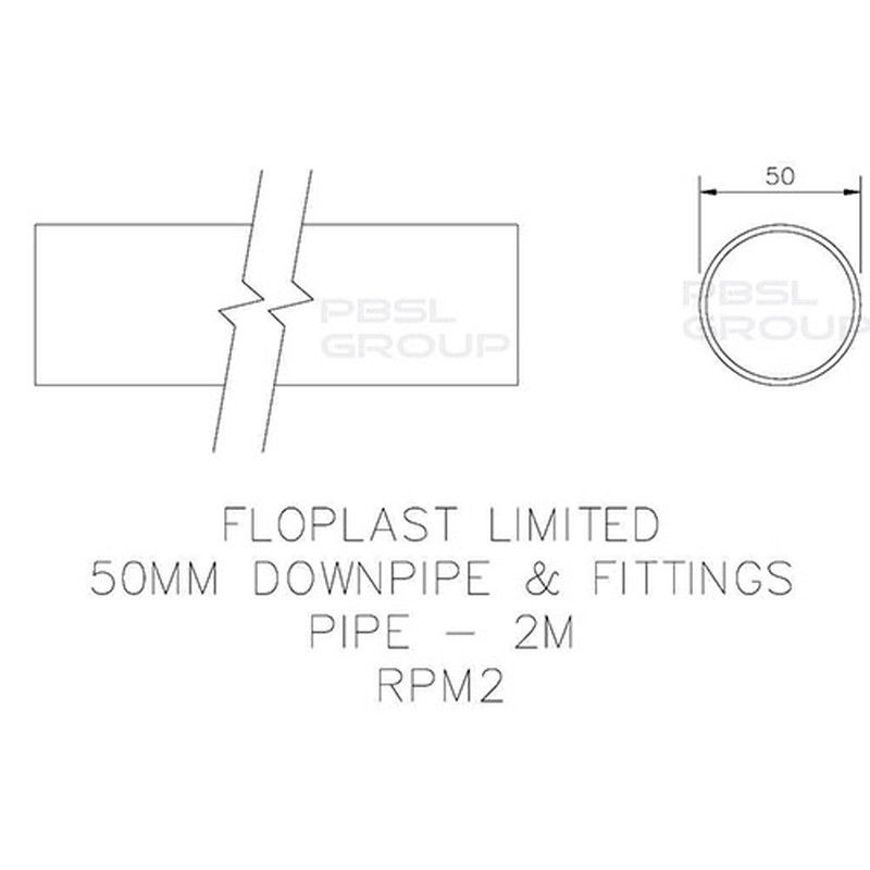 FloPlast Mini Gutter Downpipe - 50mm x 2mtr White