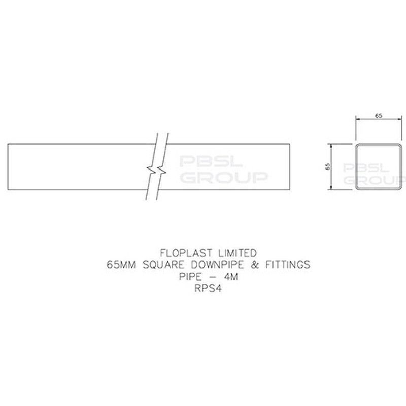 FloPlast Square Downpipe - 65mm x 4mtr White - Pack of 2