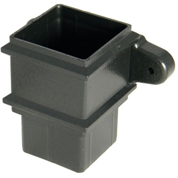 FloPlast Cast Iron Effect Square Downpipe Socket with Fixing Lugs - 65mm - Pack of 2