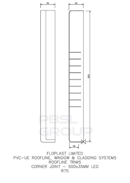 White Fascia Double End Corner Trim - 500mm x 35mm
