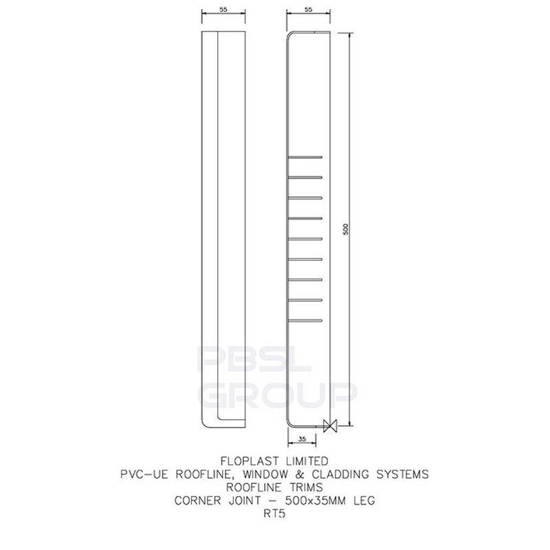 Golden Oak Fascia Double End Corner Trim - 500mm x 35mm