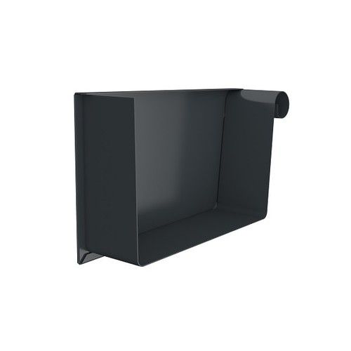 Lindab Rectangular Steel Gutter Right Hand Stop End - 140mm Anthracite Grey