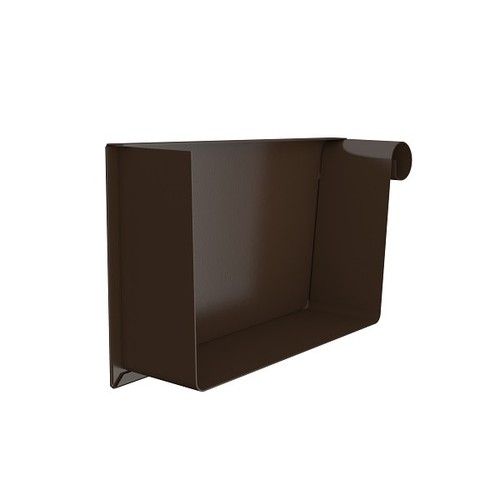 Lindab Rectangular Steel Gutter Right Hand Stop End - 140mm Brown