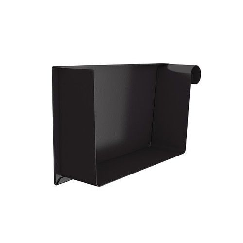 Lindab Rectangular Steel Gutter Right Hand Stop End - 140mm Coffee Brown