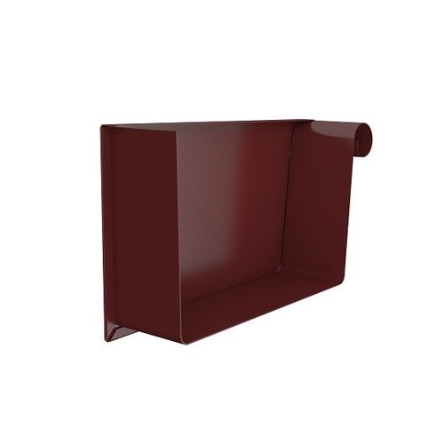 Lindab Rectangular Steel Gutter Right Hand Stop End - 140mm Dark Red