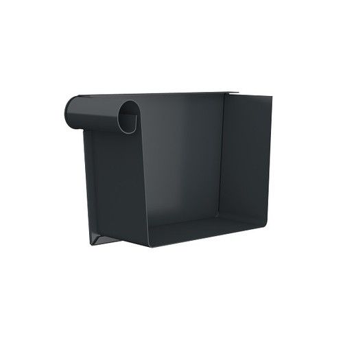 Lindab Rectangular Steel Gutter Left Hand Stop End - 140mm Anthracite Grey
