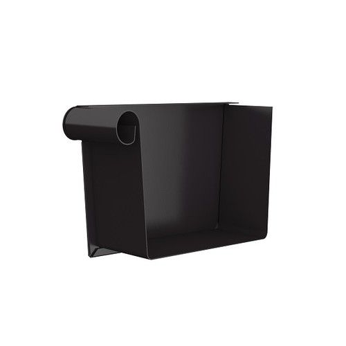 Lindab Rectangular Steel Gutter Left Hand Stop End - 140mm Coffee Brown