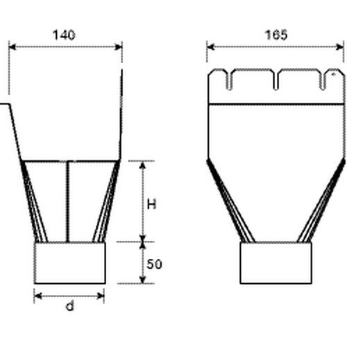 Lindab Rectangular Steel Gutter Outlet 75mm - 140mm Graphite
