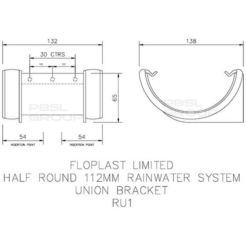 FloPlast Half Round Gutter Union Bracket - 112mm White