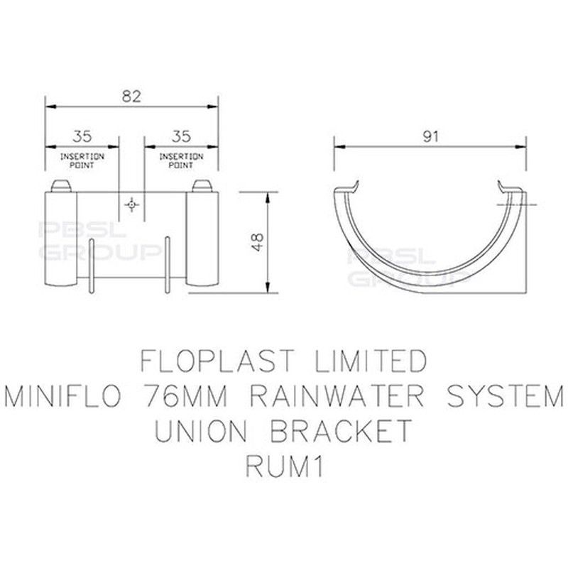 FloPlast Mini Gutter Union Bracket - 76mm Black