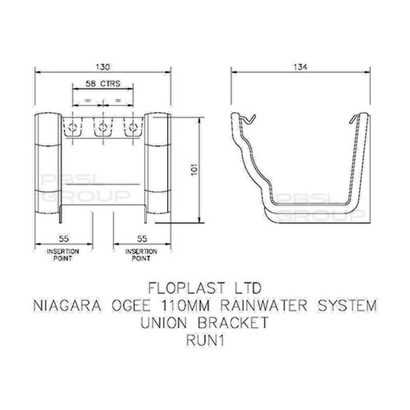 FloPlast Ogee Gutter Union Bracket - 110mm x 80mm Brown