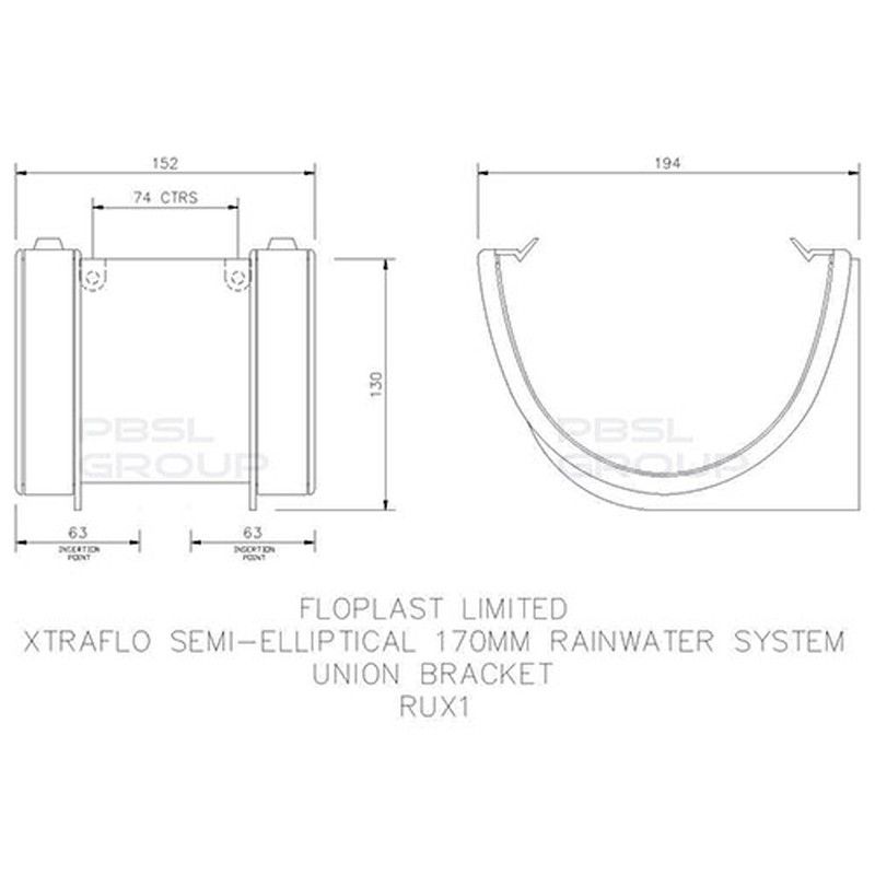 FloPlast Industrial/ Xtraflo Gutter Union Bracket - 170mm White