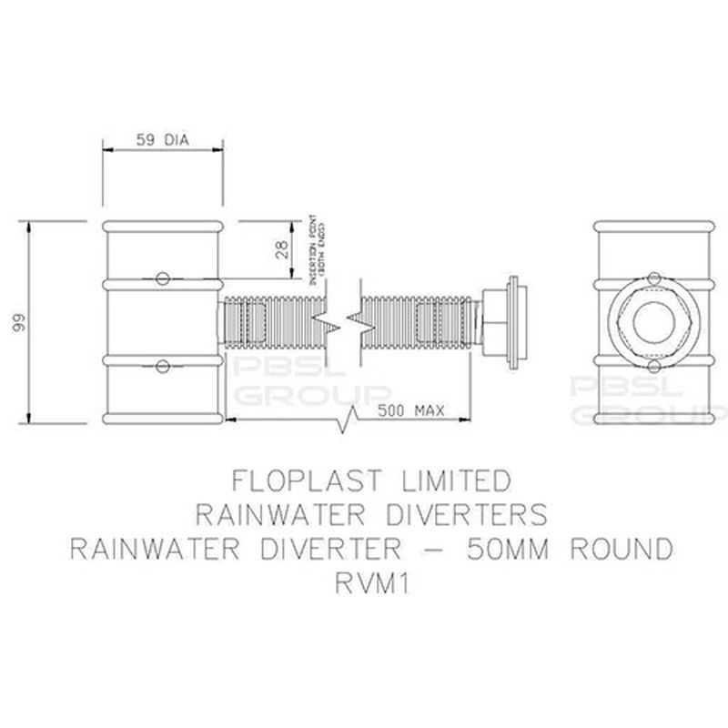 FloPlast Mini Gutter Rain Diverter - 50mm White