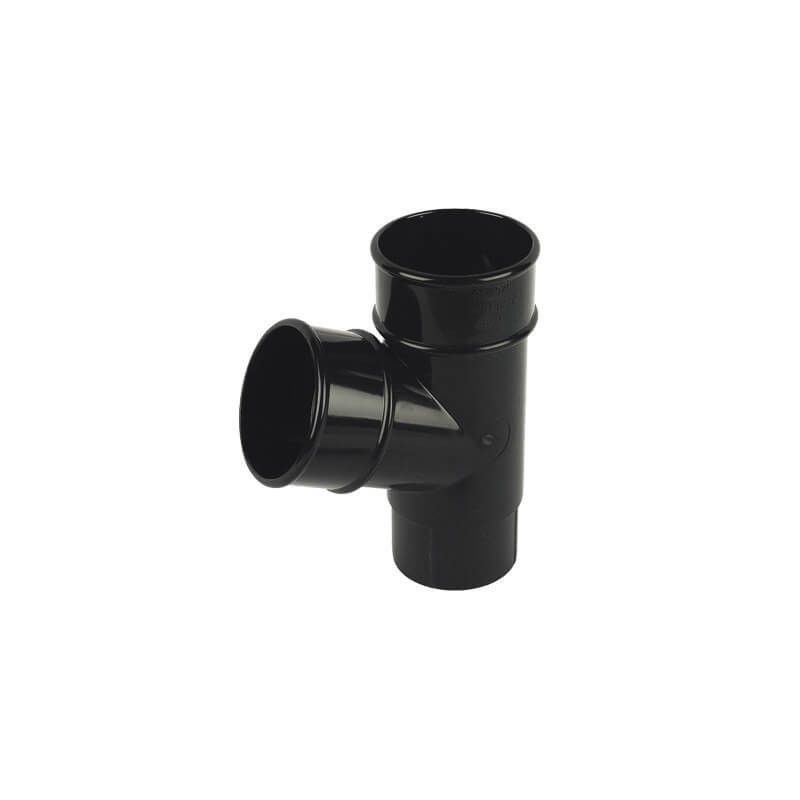 FloPlast Round Downpipe Branch - 112 Degree x 68mm Black