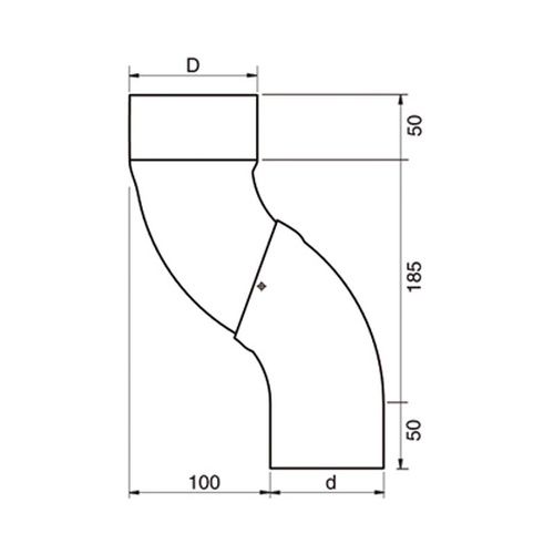 Lindab Steel One-Piece 50mm Downpipe Offset - 87mm Black