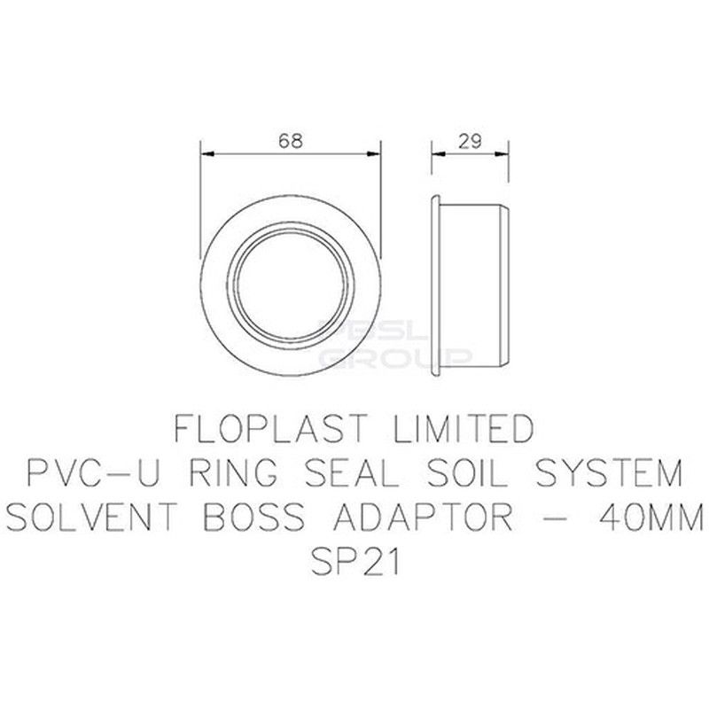 FloPlast Solvent Weld Soil Boss Adaptor - 40mm Black