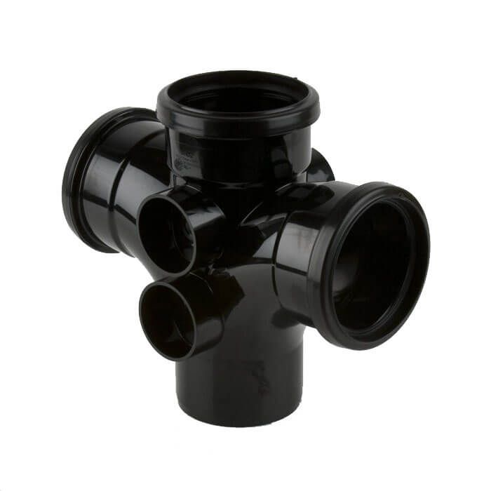 FloPlast Ring Seal Soil Double Branch - 92.5 Degree x 110mm Black