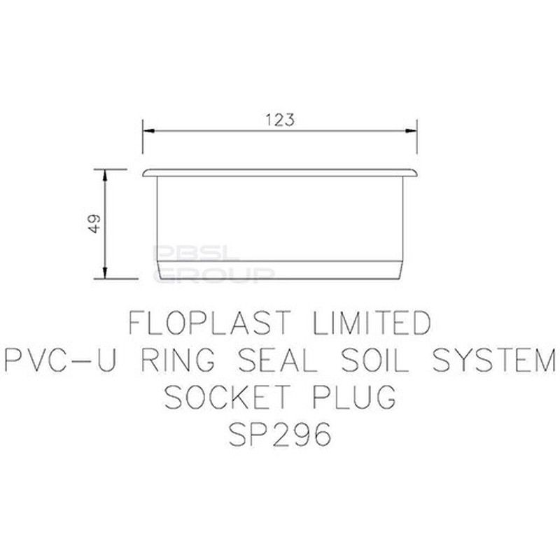 FloPlast Ring Seal Soil Socket Plug - 110mm Grey