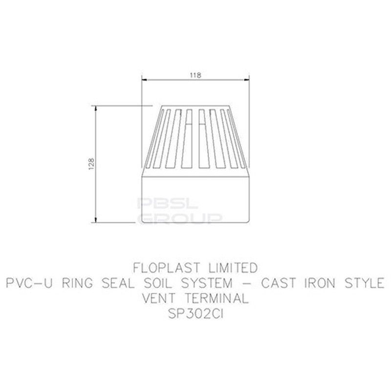 FloPlast Ring Seal Soil Vent Terminal - 110mm Cast Iron Effect