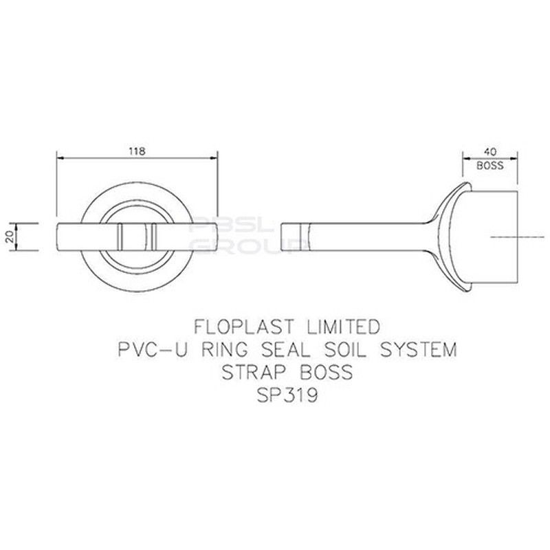 FloPlast Solvent Weld Soil Strap Boss - 110mm Black