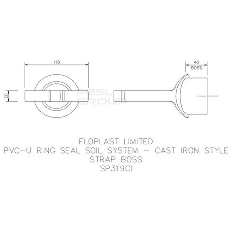 FloPlast Solvent Weld Soil Strap Boss - 110mm Cast Iron Effect