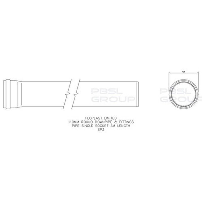 FloPlast Ring Seal Soil Pipe Single Socket - 110mm x 3mtr Black - Pack of 2