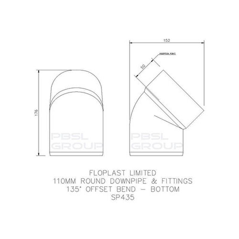 FloPlast Solvent Weld Offset Bend Bottom - 110mm Grey
