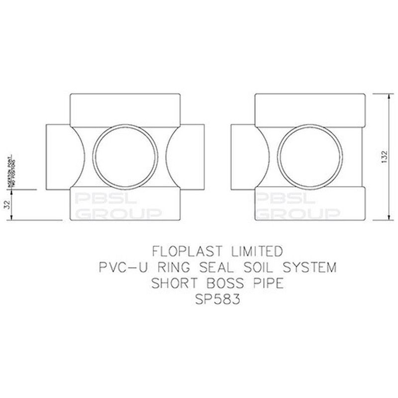 FloPlast Solvent Weld Soil Short Boss Pipe - 110mm Black