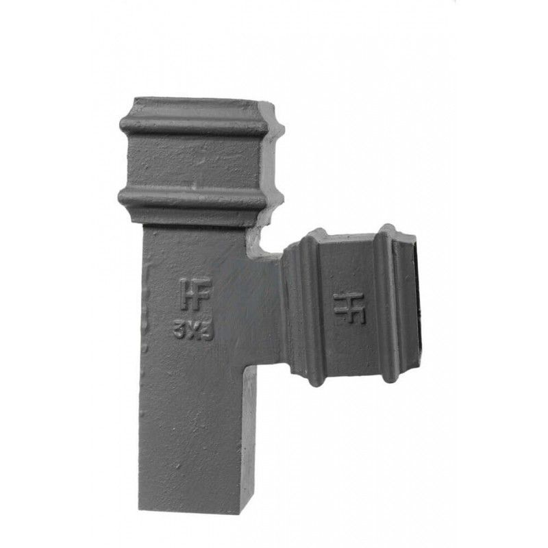 Cast Iron Square Downpipe Branch - 92.5 Degree x 75mm Primed