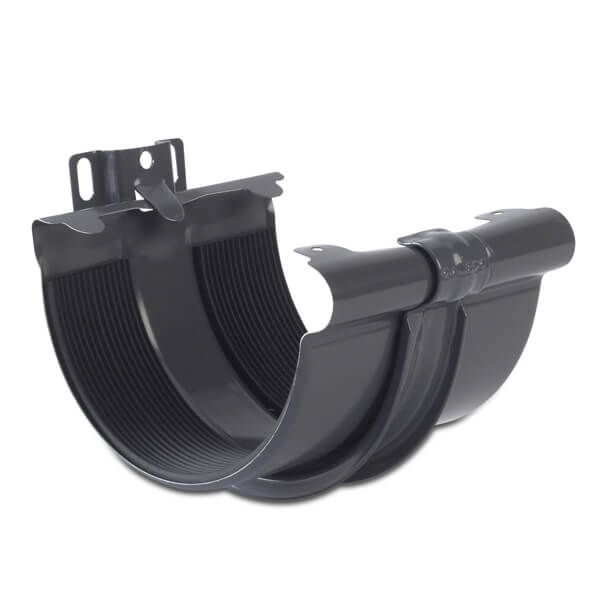 Galeco Steel Gutter Union with Bracket - 135mm Graphite Grey