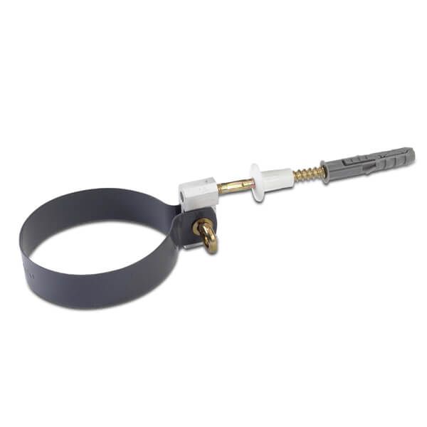 Galeco Steel Downpipe Clip with Fixing - 87mm Graphite Grey