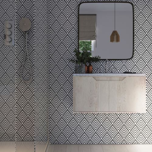 Acrylic Wall Panel - 1200mm x 2400mm x 4mm Black Geo