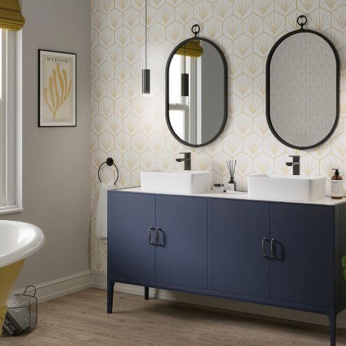 Acrylic Wall Panel - 1200mm x 2400mm x 4mm Deco Tile White & Mustard