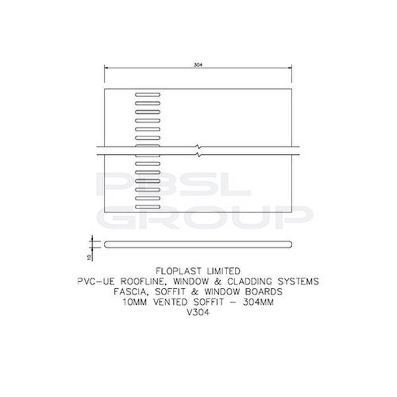 304mm Black Ash Woodgrain Vented Soffit Board - 10mm x 5mtr