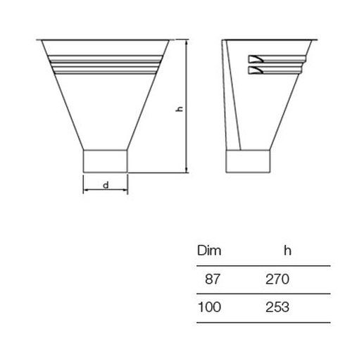 Lindab Steel Half Round Water Hopper - 87mm Anthracite Grey