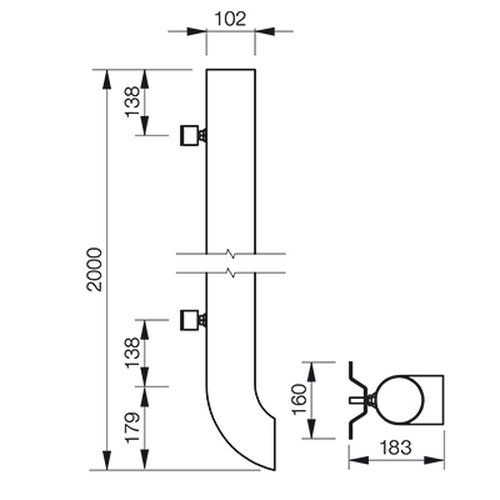 Lindab Steel Vandal Reinforced Pipe with Shoe - 102mm x 2mtr Silver Metallic