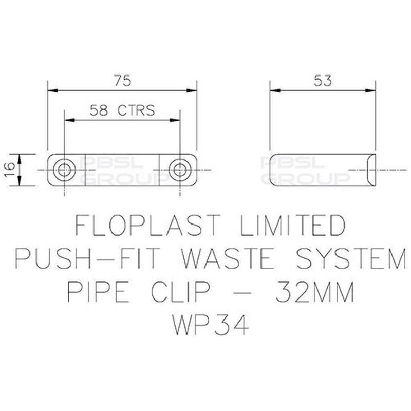 FloPlast Push Fit Waste Pipe Clip - 32mm Grey