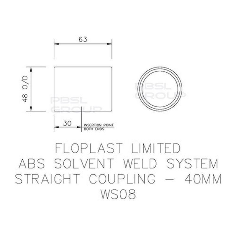 FloPlast Solvent Weld Waste Coupling - 40mm Black