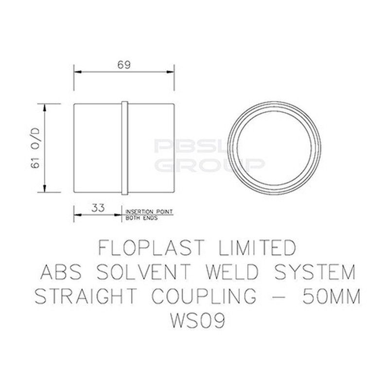 FloPlast Solvent Weld Waste Coupling - 50mm White