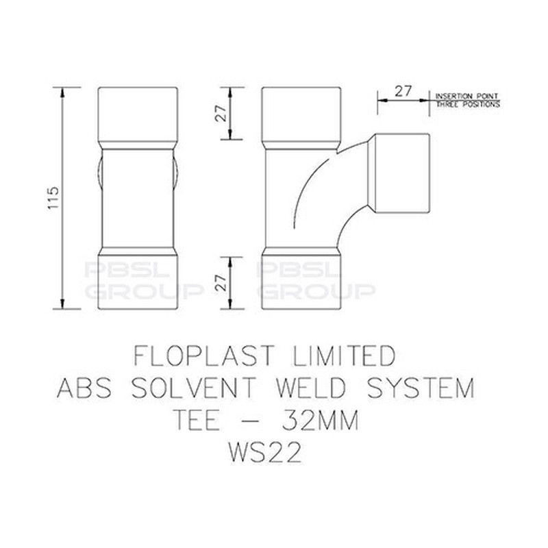 FloPlast Solvent Weld Waste Tee - 32mm White