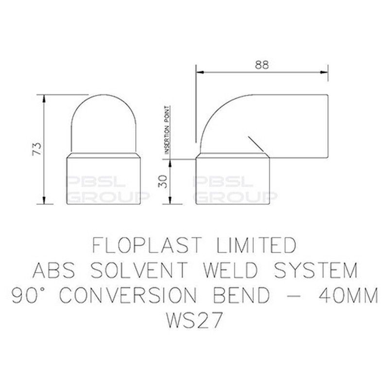 FloPlast Solvent Weld Waste Bend Swivel Male and Female - 90 Degree x 40mm Black