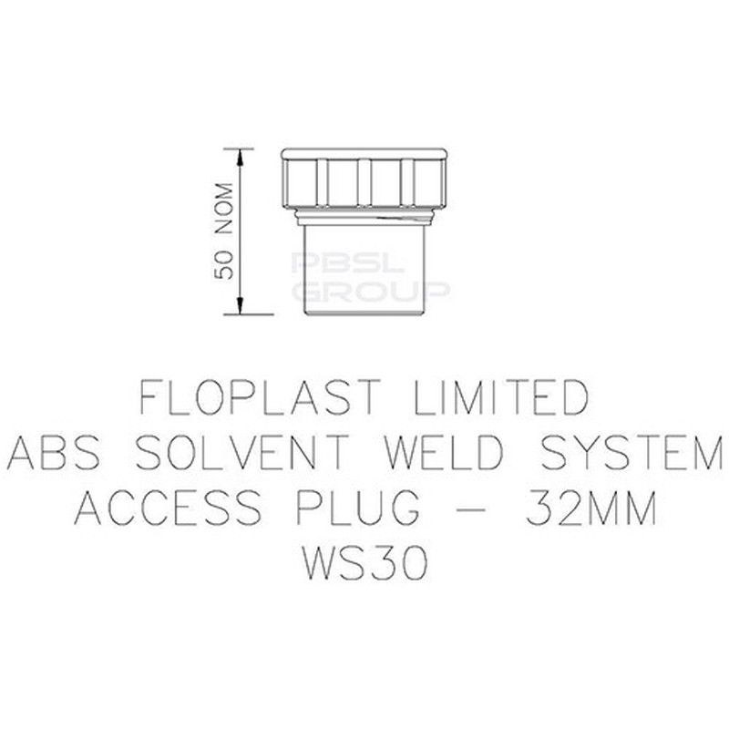 FloPlast Solvent Weld Waste Access Plug - 32mm Grey