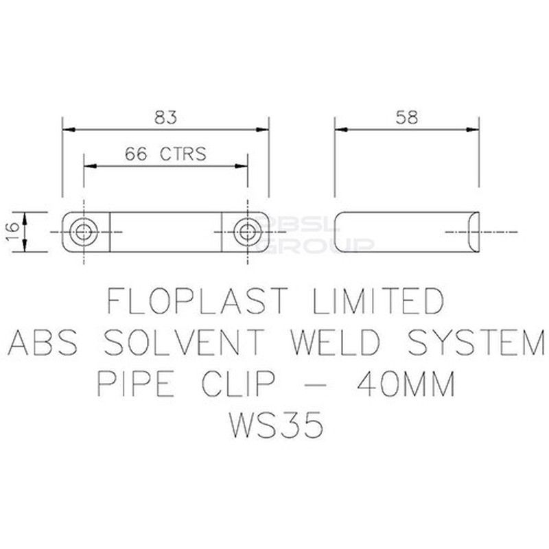 FloPlast Solvent Weld Waste Pipe Clip - 40mm Grey