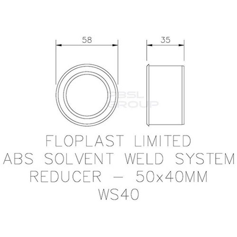 FloPlast Solvent Weld Waste Reducer - 50mm x 40mm Black