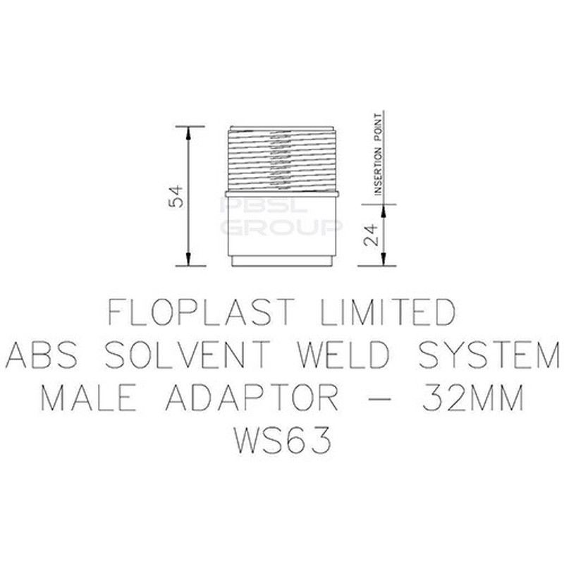FloPlast Solvent Weld Waste Iron Coupling Male - 32mm White